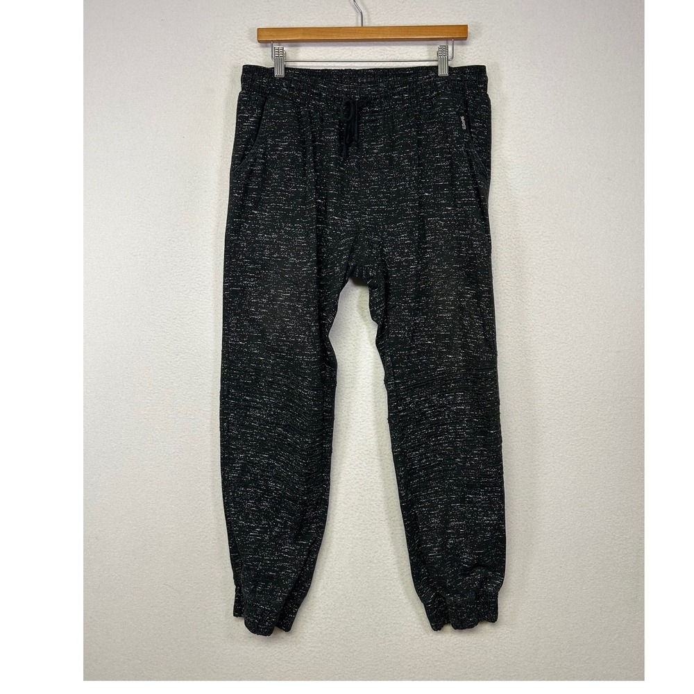 Streetwear Moto Brooklyn's Best Mens Large Black Space Dye Ribbed Knee Joggers